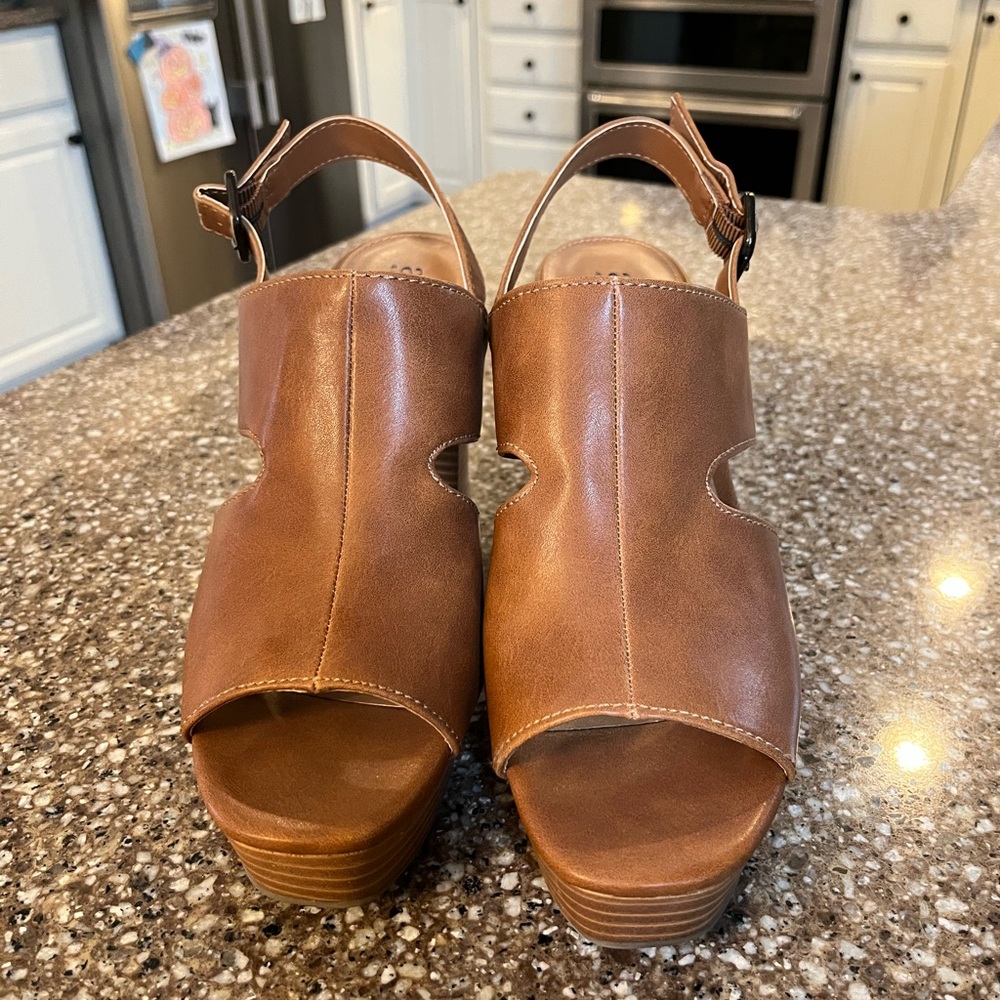 a.n.a Tan Women's Wedge Sandals